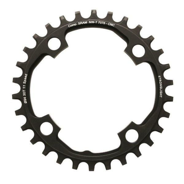Plateau VTT 4 Branches D.94 Pour SRAM X01 Stronglight 30 Dents Mono Noir Alu 7075 11V. Narrow Wide - Epaisseur 5mm