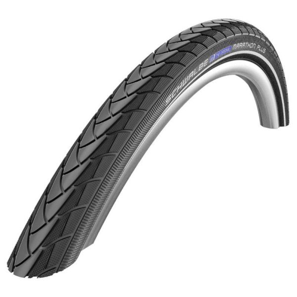 Pneu City 24 X 1.75 Schwalbe Marathon Plus Noir (Recommande La Poste) TR (47-507) Renfort 5mm Flanc Reflex