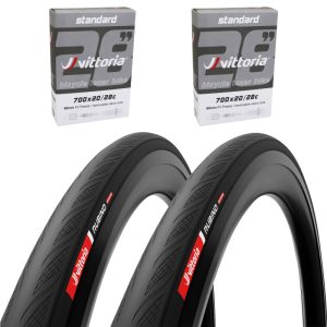 Pneu Route 700 X 26 Vittoria Rubino V Noir Graphene 2.0 TS (26-622) 235G (Pack de 2 Pneus et 2 Chambres)