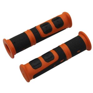 Poignee VTT Progrip 964 Evo Noir-Orange Ø22mm L120mm Predecoupe Pour 90mm (Paire)
