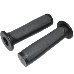 Poignee BMX Noir-Gris Bi-Matiere L125mm Avec Collerette (Paire)