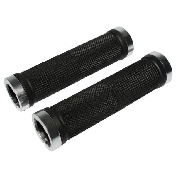 Poignee City-VTT Newton Grip Diamants Noir Double Collier Chc Argent L130mm (Paire)