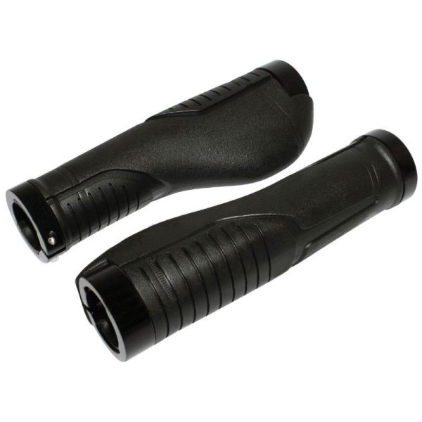 Poignee City-VTT Newton Ergonomique Bi-Matiere Noir Double Collier Chc L140mm (Paire)