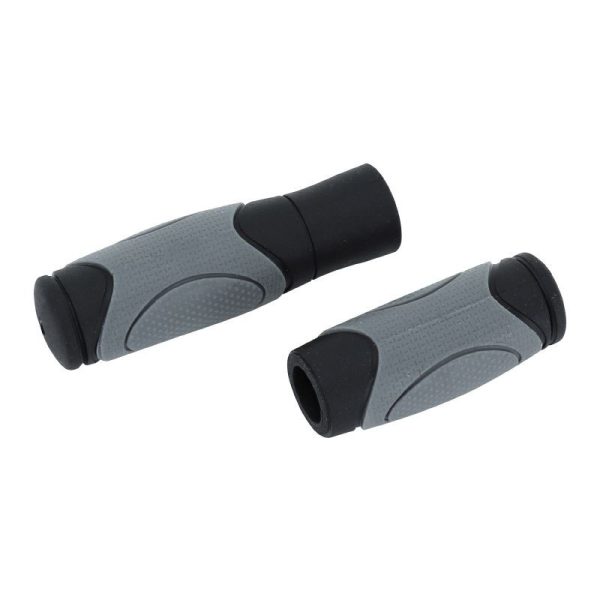 Poignee City-VTT Newton Bi-Matiere Noir-Gris L125 - 90mm (Paire)
