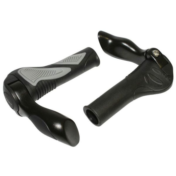 Poignee VTT Hafny Noir-Gris Avec Embout de Cintre Integre 130mm (Paire)