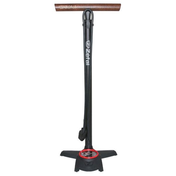 Pompe A Pied Zefal Profil Max Fp60 Corps Alu Noir Mat Manometre 12Bars Raccord Switch Vp-vs Manche En Bois - Made In France