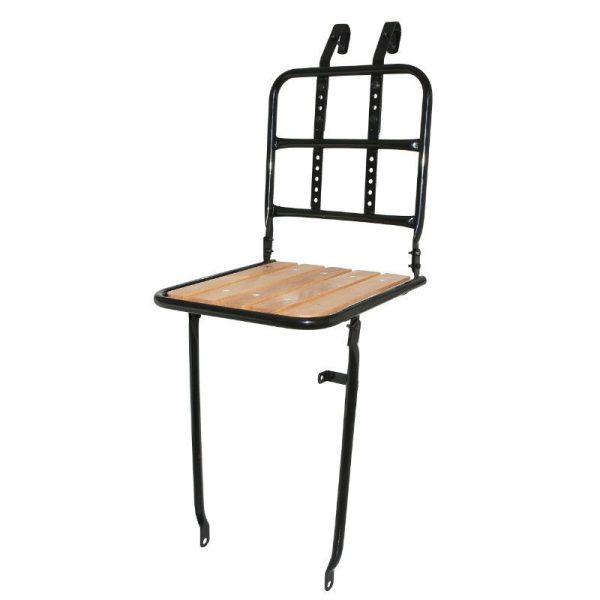 Porte Bagage Velo Avant A Tringles Gravity 16mm Alu Noir Reglable 28"-26" Avec Plancher Bois Fixation Cintre + Oeillets de Fourche (Poids Maxi 25Kgs)