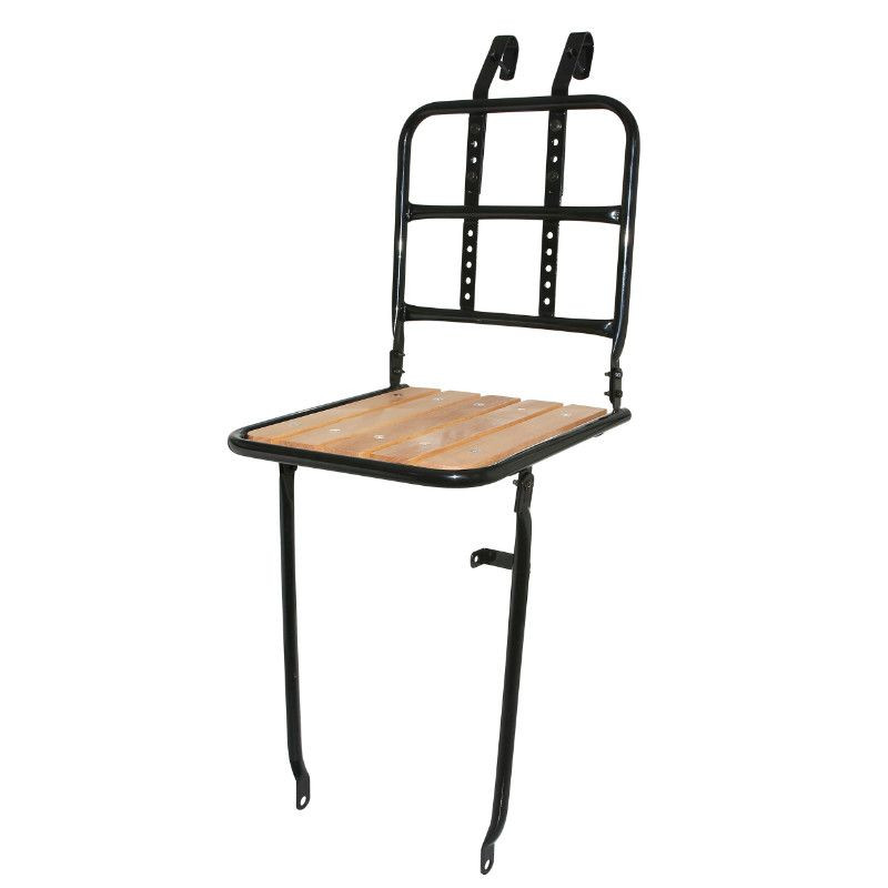 Porte Bagage Velo Avant A Tringles Gravity 16mm Alu Noir Reglable 28"-26" Avec Plancher Bois Fixation Cintre + Oeillets de Fourche (Poids Maxi 25Kgs)