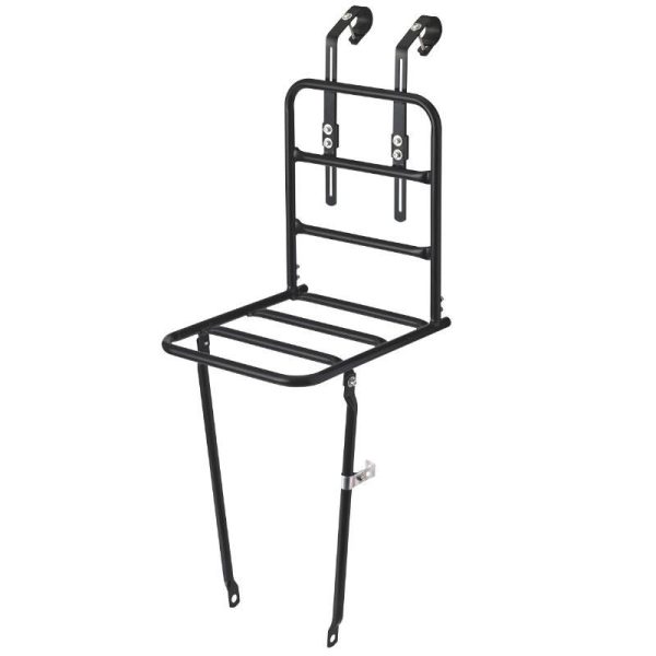 Porte Bagage Velo Avant Basil Large Noir Mat 26"-28" Fixation Oeillets Fourche et Crochet Cintre (28X31X27 Cm)