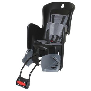 Porte Bebe-Siege Enfant Arriere Polisport Inclinable A Fixer Sur Cadre Bilby Rs Noir Coussin Gris (9 A 22Kgs) Homologue En 14344