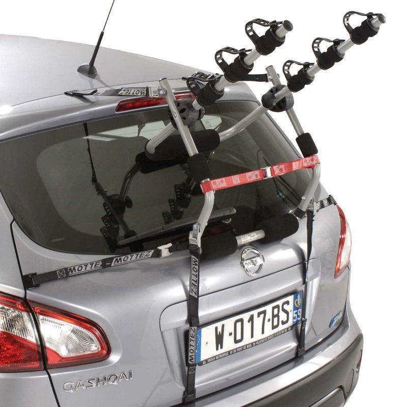 Porte Velo de Coffre Mottez Ariane 6 Sangles Pour 3 Velos - Fabrication Francaise Homologue Ce - Charge Maxi 45Kgs (Produit 100% Monte Haut de Gamme)