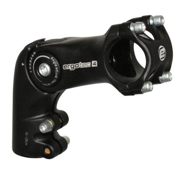 Potence VTT -Urbain-Trekking Ergotec Reglable Octopus Rehausse Alu Noir 31,8 L 90mm Pour Fourche 1"1-8 (Homologue Niveau 4)