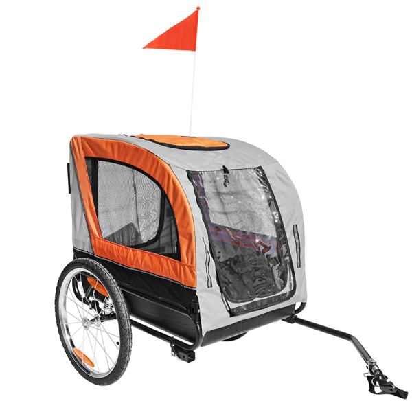 Remorque Velo Utilitaire Fond Rigide (Dimensions L 134 X L 57.5 X H 95 Cm) Avec Roues 20" X 2.4 Fixation Axe De Roue - pour Transport Animaux - Remorque Livree Avec Bache