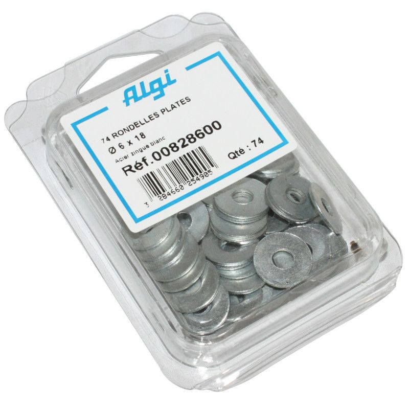 Rondelle Plate Acier Diam 6X18 (Blister de 74) (00828600) -Algi-
