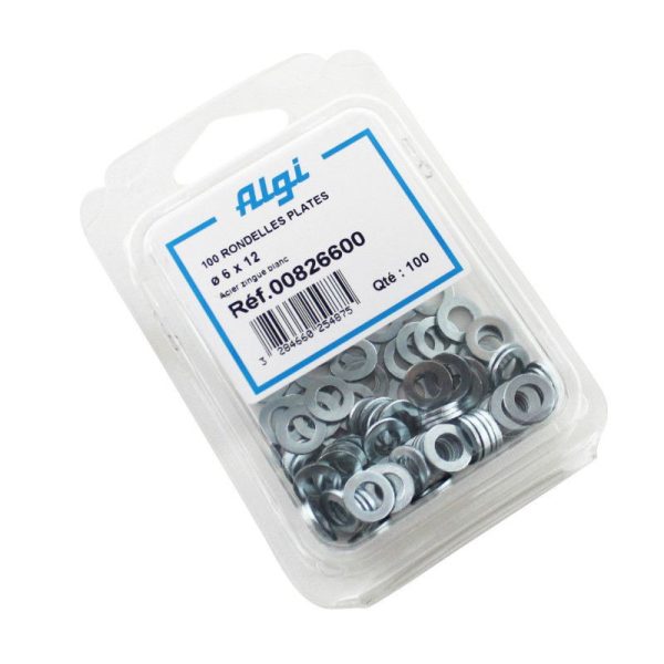 Rondelle Plate Acier Diam 6X12 (Blister de 100) (00826600) -Algi-