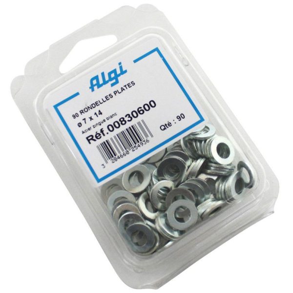 Rondelle Plate Acier Diam 7X14 (Blister de 90) (00830600) -Algi-