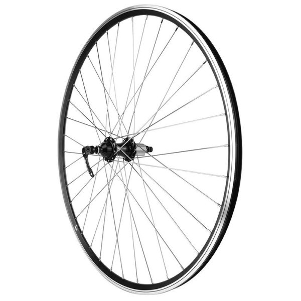 Roue Route 700 Mach Cfx Noir Moyeu Roulement Pour Campa 11-10-9V. Ray. Inox Argent