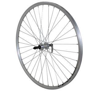 Roue VTC Patin Blocage 700 X 35 - 28" Er10 Argent Arriere Moyeu Alu Roue Libre 7-6V 36 Rayons Jante 19C