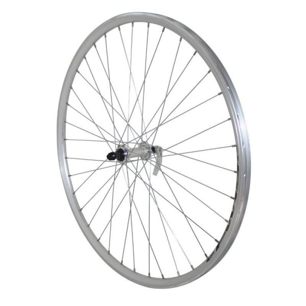 Roue VTC Patin Blocage 700 X 35 - 28" Er10 Argent Avant Moyeu Alu 36 Rayons Jante 19C
