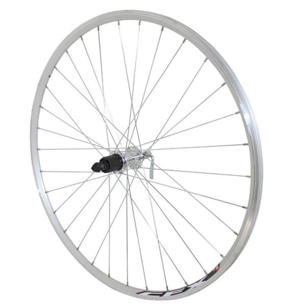Roue Route Patin Blocage 700 Elan Cfx Argent Arriere Moyeu Alu Cassette Type Shimano 10-9-8V 32 Rayons Galva Jante 13C
