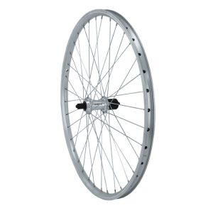 Roue VTT Patin Blocage 26" Er10 Arriere Argent Moyeu Shimano Qc300 10-9-8V Compatible 7V 36 Rayons Jante 21C
