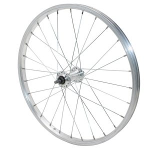 Roue VTT Patin 20" Alu Avant Moyeu Alu Axe Plein (Vendu Avec Ecrou 9X100) Jante 21C 28 Rayons