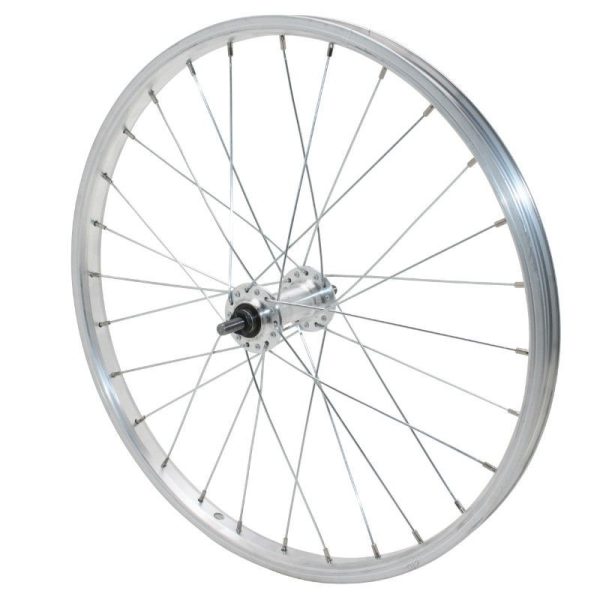 Roue VTT Patin 20" Alu Avant Moyeu Alu Axe Plein (Vendu Avec Ecrou 9X100) Jante 21C 28 Rayons