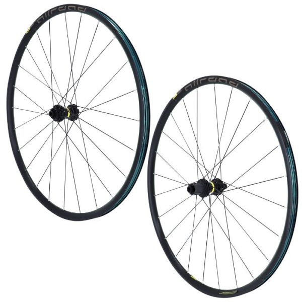 Roues Gravel - Route 700 Mavic Allroad Disc Centerlock Noir 11V. Compatible 10V. Shimano (Avant + Arriere) - Axe Traversant 12X100 et 12X142 Compatible Tubeless et Chambre