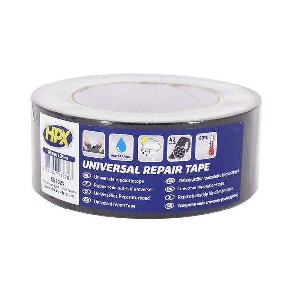 Ruban Adhesif Hpx Toile Universel Type Americain Noir 50mm X 25M