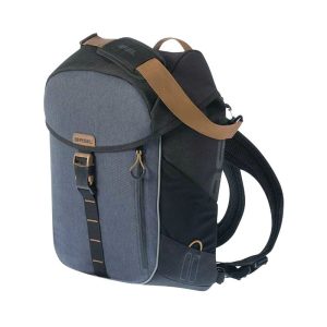 Sacoche Arriere Sac A Dos Velo Laterale Basil Miles Droit-Gauche Systeme Fixation Hook-On Waterproof 17L Bleu-Noir (Possibilite Sac Bandouliere + Sac A Dos) (44X14X31Cm)