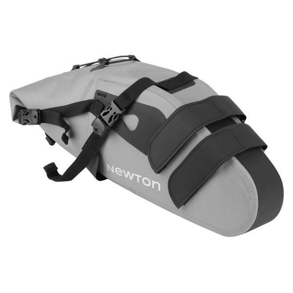 Sacoche de Selle Velo Newton 16L Gris Etanche Fixation Velcro ( L 60Cm X L 15Cm X 16Cm)