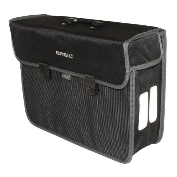 Sacoche Arriere Velo Laterale Basil Malaga Droit-Gauche 17L Fixation Hook On Sur Porte Bagage Noir (40X16X31Cm)