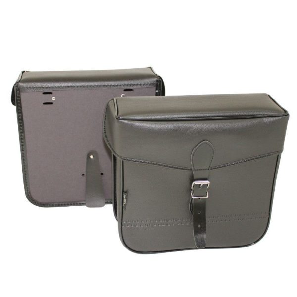Sacoche Arriere Velo Laterale Sporfabric S14 Style Vintage - Fixation Courroie - Effet Cuir Noir (Lg30Xl11Xh30) (Paire)
