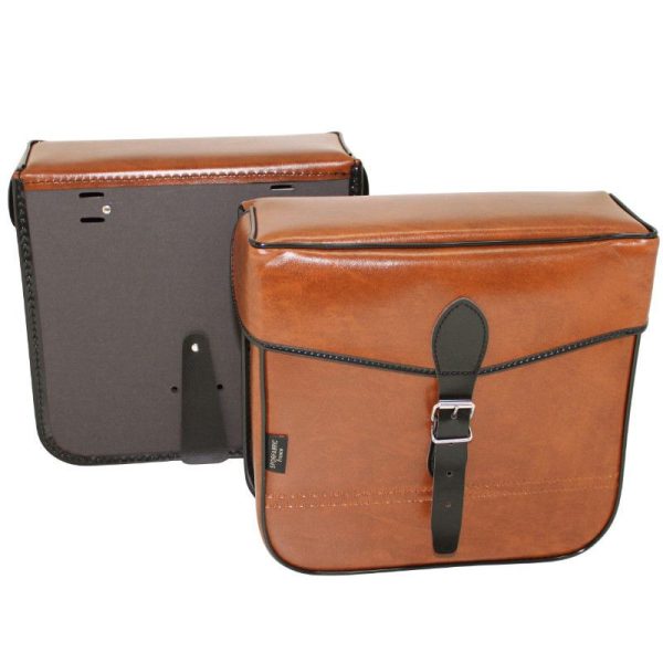 Sacoche Arriere Velo Laterale Sporfabric S14 Style Vintage - Fixation Courroie - Effet Cuir Marron (Lg30Xl11Xh30) (Paire)