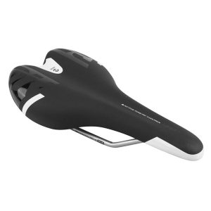 Selle Newton Route-VTT Kinetic Noir Deco Blanc-Noir 260X140mm Rail Cromoly Argent