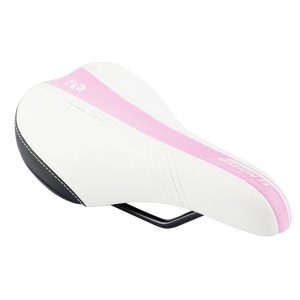 Selle Junior Newton Mission Blanc Deco Rose-Argent 240X160mm Rail Acier Noir