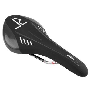 Selle Newton Route-VTT Ario Noir Deco Blanc-Gris 285X136mm Rail Cromoly Gris