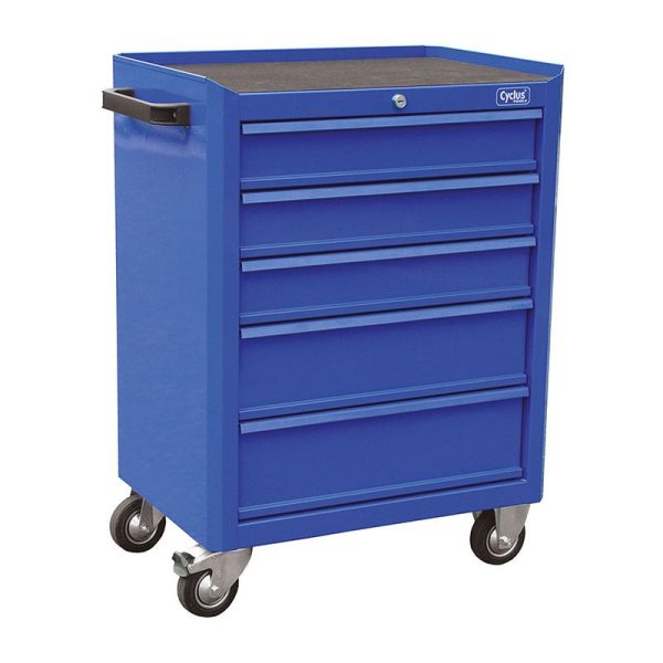 Servante D'Atelier Professionnelle Cyclus 5 Tiroirs Bleu Sur Roulette (L 425 X L 615 X H 820 mm) -Made In Germany-