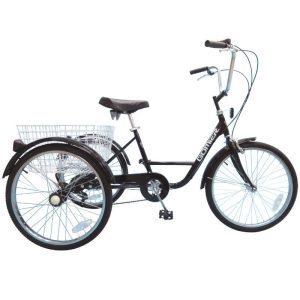 Tricycle Musculaire Adulte 24" Noir 5 Vitesses Avec Panier Poids Total Maxi 100Kgs Empattement 0,80M - Homologation Nf30020-