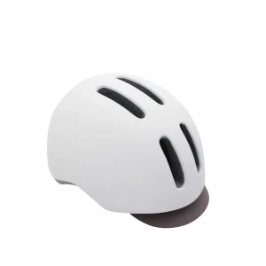 Casque Velo City Adulte Polisport Commuter In-Mold Blanc Mat Avec Visiere Grise Taille 54-58 System Quick Lock Avec Lumiere Integree