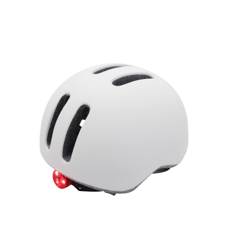 Casque Velo City Adulte Polisport Commuter In-mold Blanc Mat avec Visiere Grise Taille 54-58 System Quick Lock avec Lumiere Integree – Image 2