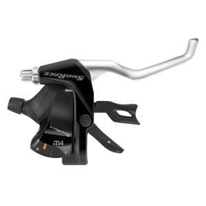 Levier-Manette VTT Patin Sunrace Stm400 7X3V. Noir-Argent V-Brake Compatible Shimano (Paire)