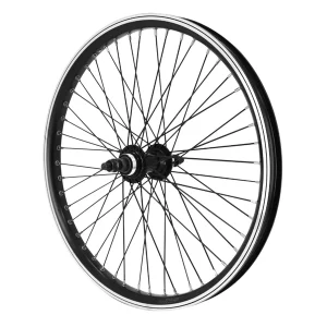 Roue BMX 20" Arriere Noir Moyeu Flip-Flop Alu Noir 48T. Axe Plein 3-8 Avec Ecrous Jante 25C