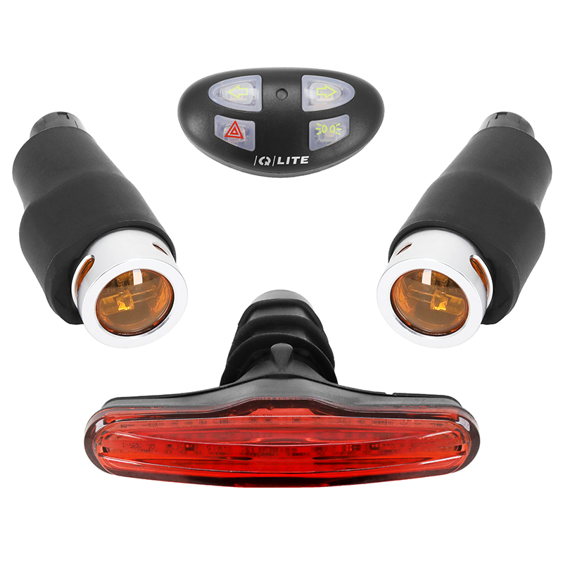 Eclairage Velo Kit Clignotant Direction Route Newton Usb 80 Lumens Sur Cintre-Rail de Selle Noir (Commande Au Cintre à Pile)