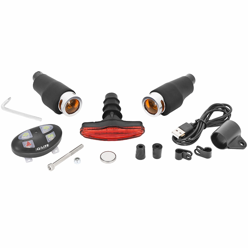 Eclairage Velo Kit Clignotant Direction Route Newton Usb 80 Lumens Sur Cintre-Rail de Selle Noir (Commande Au Cintre à Pile) – Image 2