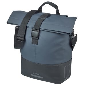 Sacoche Arriere Velo Laterale Sac Bandouliere Basil Cove Shopper Bleu Marine-Noir Droit-Gauche 14-16L Fixation Mik Hooks Porte Bagage (36X14X29Cm) Avec Poignee Fermeture Pliante Impermeable