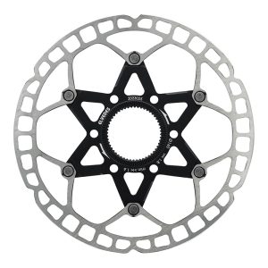 Disque de Frein Route - VTT Centerlock Elvedes 160 Mm Acier Argent - Alu Noir (Ultra-Leger 117 G)  -Epaisseur 1.8 Mm-