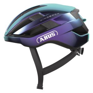 Casque Velo Adulte Abus Urbain Wingback Flip Flop Violet-Vert Brillant Taille L (57-61Cm) Reglage Molette