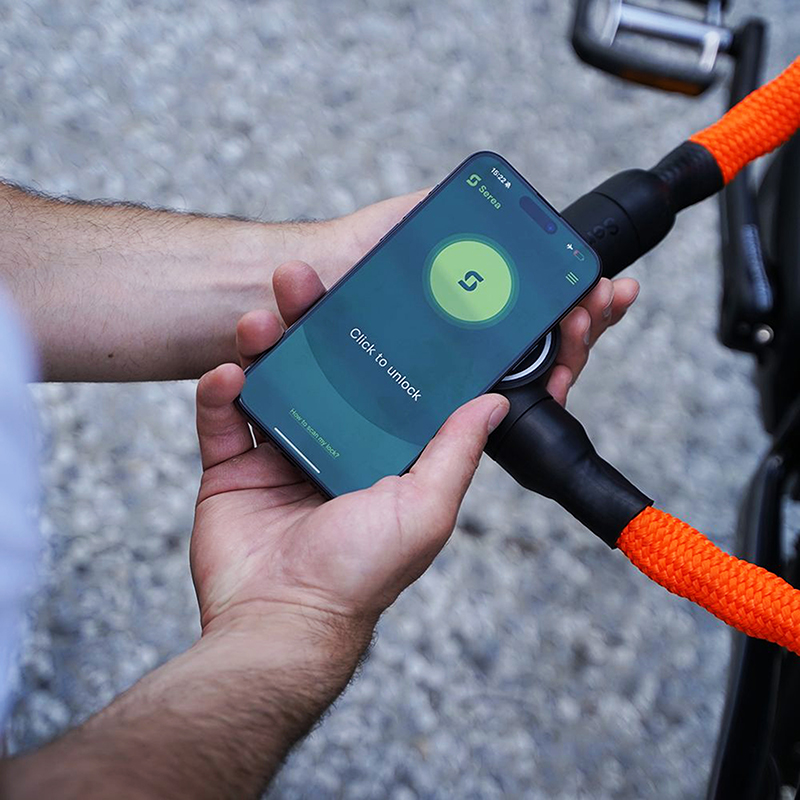 Antivol Velo Chaine Deverrouillage Par Smartphone Serea Swift Diam 6 Mm Longueur 100 Cm Orange (Technologie Nfc Fonctionne Sans Batterie) -Niveau Securite 9-15- – Image 2