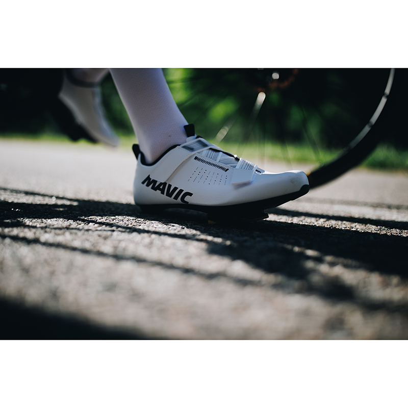 Chaussure Route Mavic Aksium Strap Blanc 44 Serrage Velcro Fixation 3 Points Compatible Look-Shimano (Paire) – Image 5